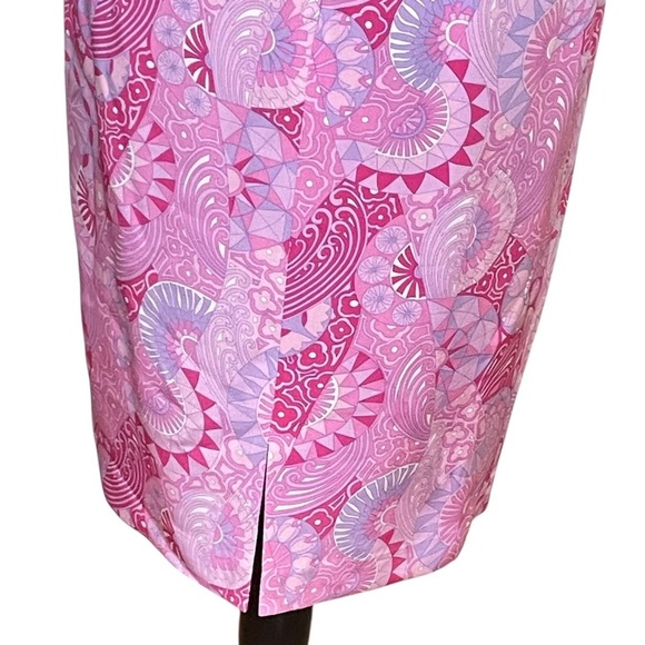 Maggie London VTG. Pink Silk Abstract Paisley Psychedelic Motif Print Dress Sz.6 - Picture 6 of 9